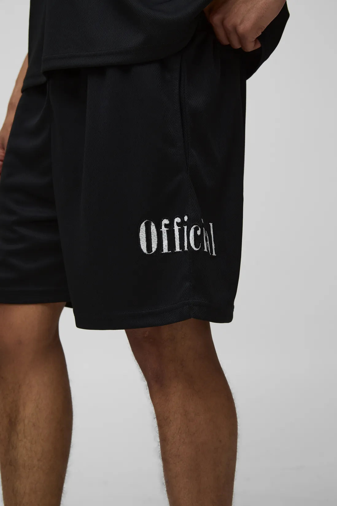 Relaxed Official Lace Applique Mesh Shorts