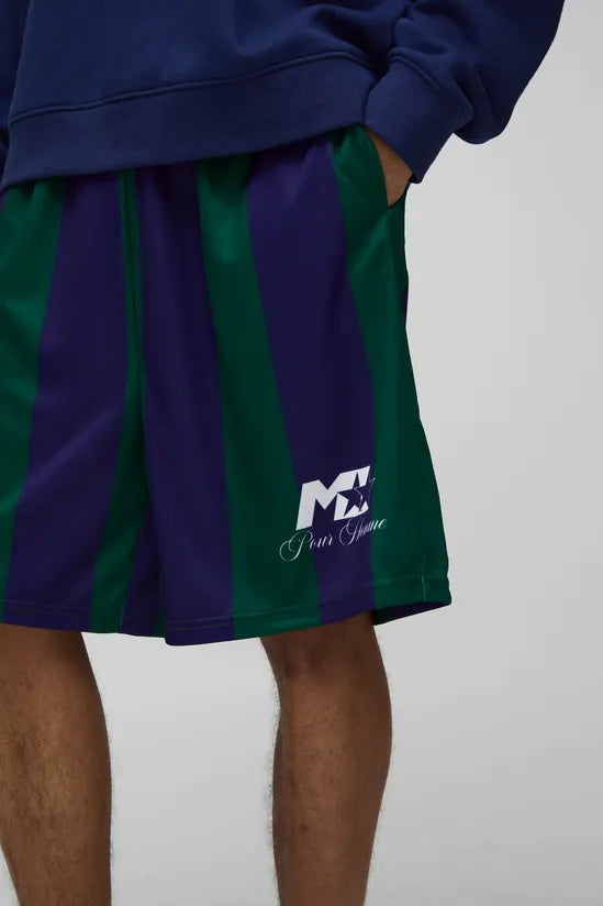 Homme Mid Length Stripe Sports Shorts