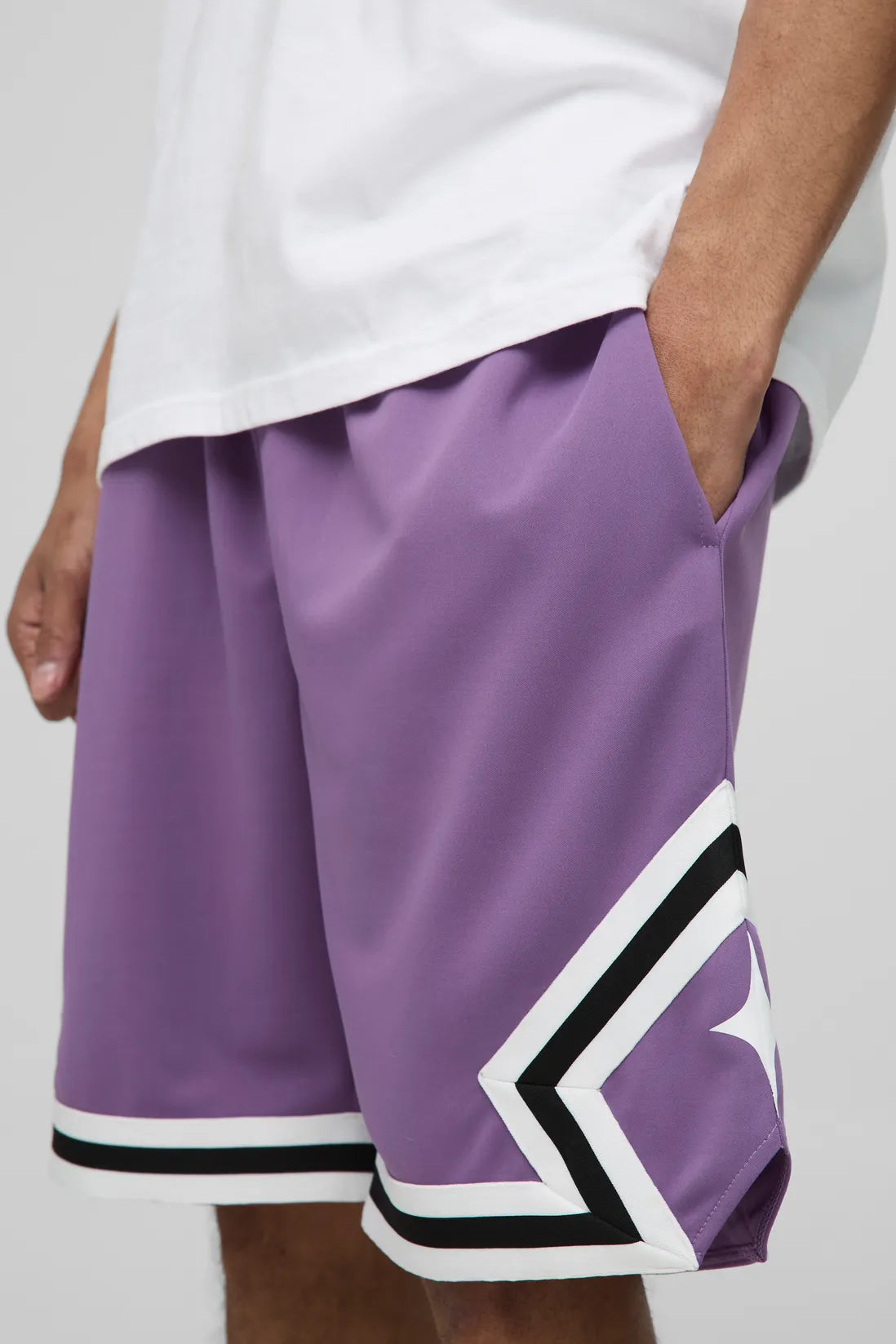 Mid Length Tape Detail Basketball Shorts