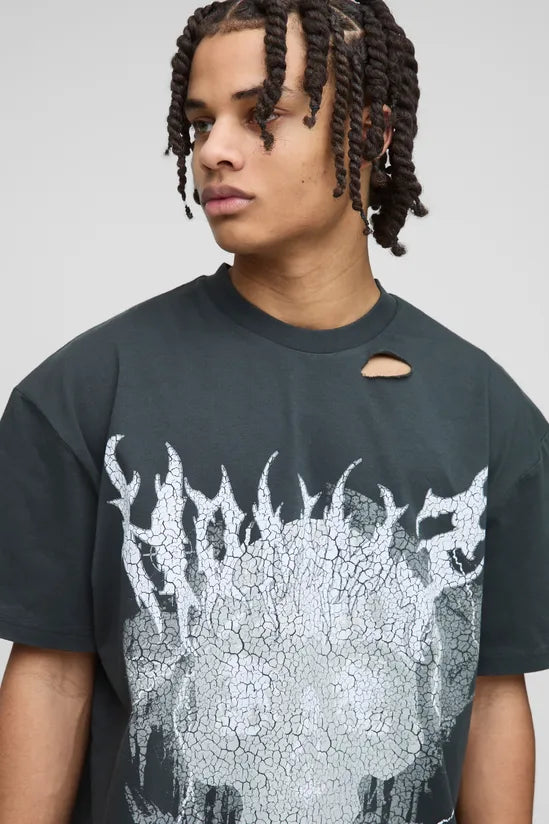 Oversized Distressed Graphic T-Shirt