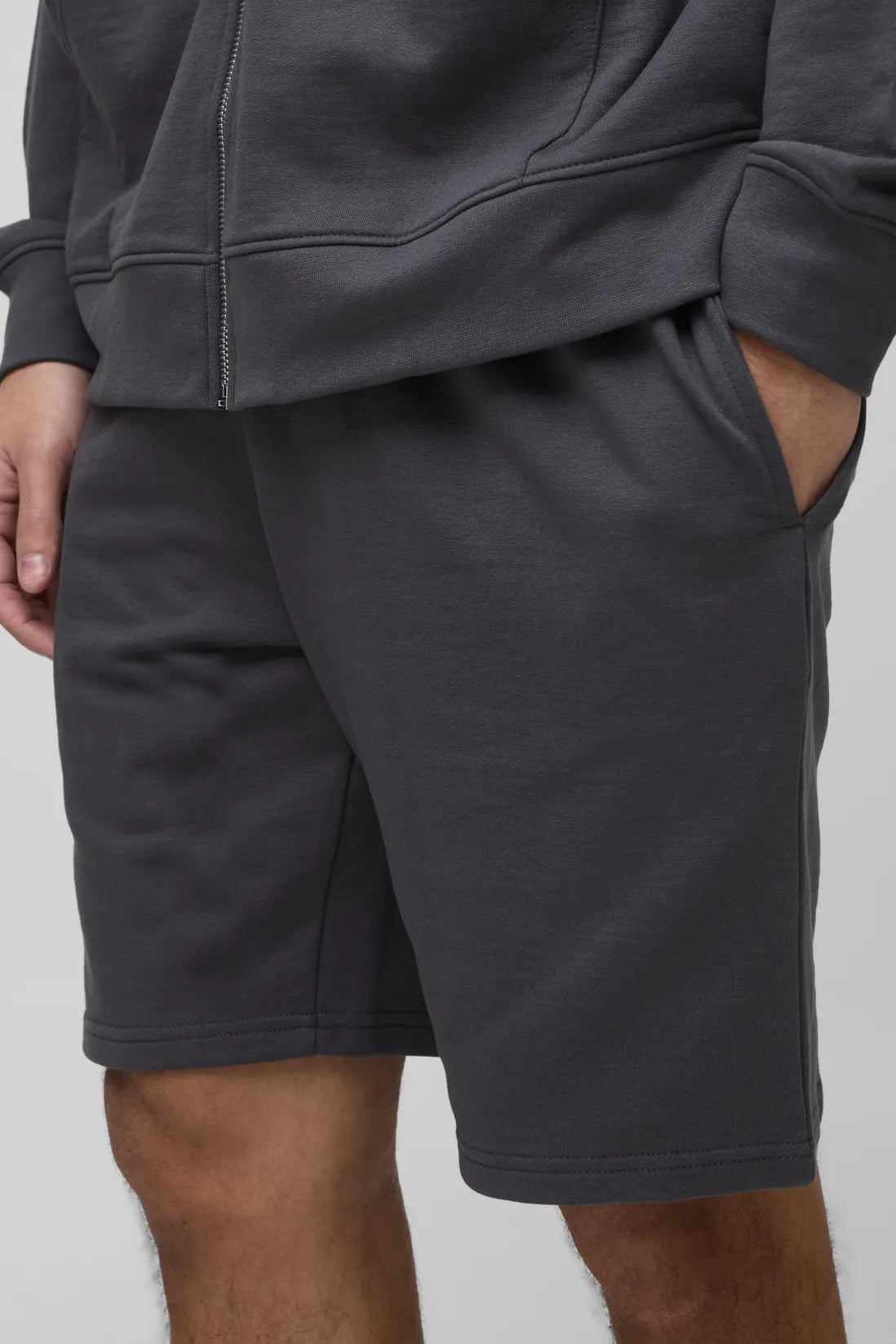 260GSM Loopback Basic Relaxed Fit Mid Length Shorts