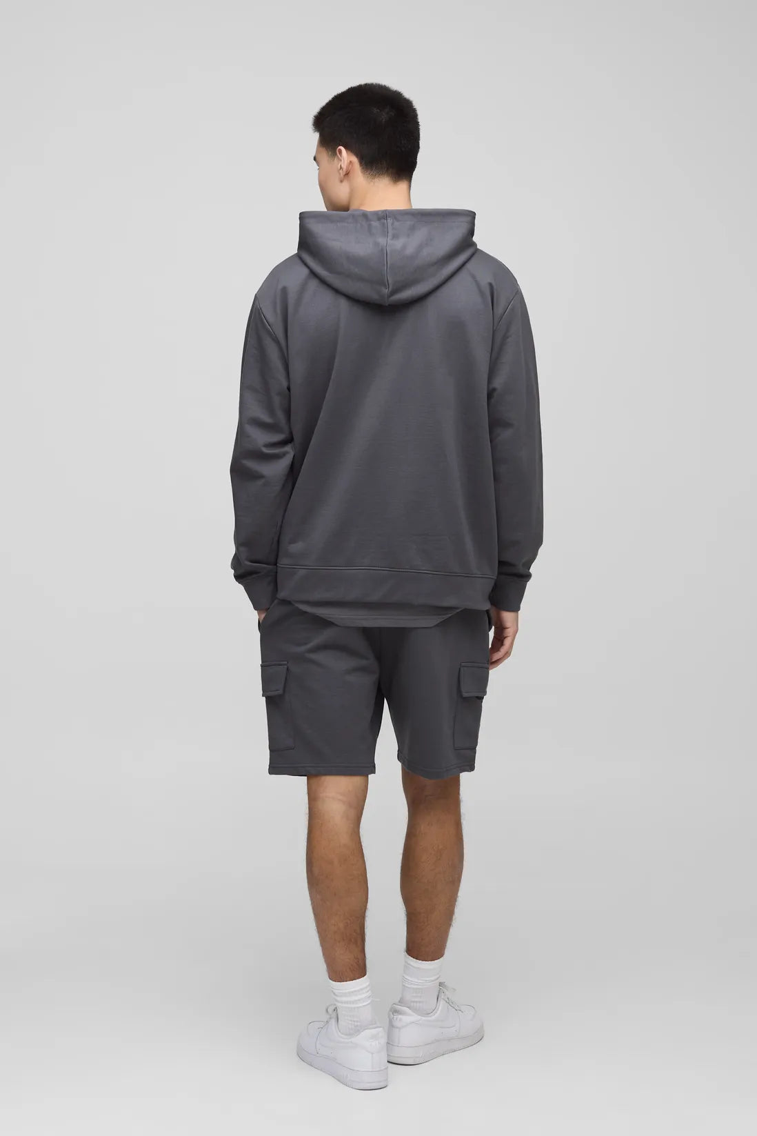 260GSM Loopback Basic Relaxed Fit Mid Length Cargo Shorts