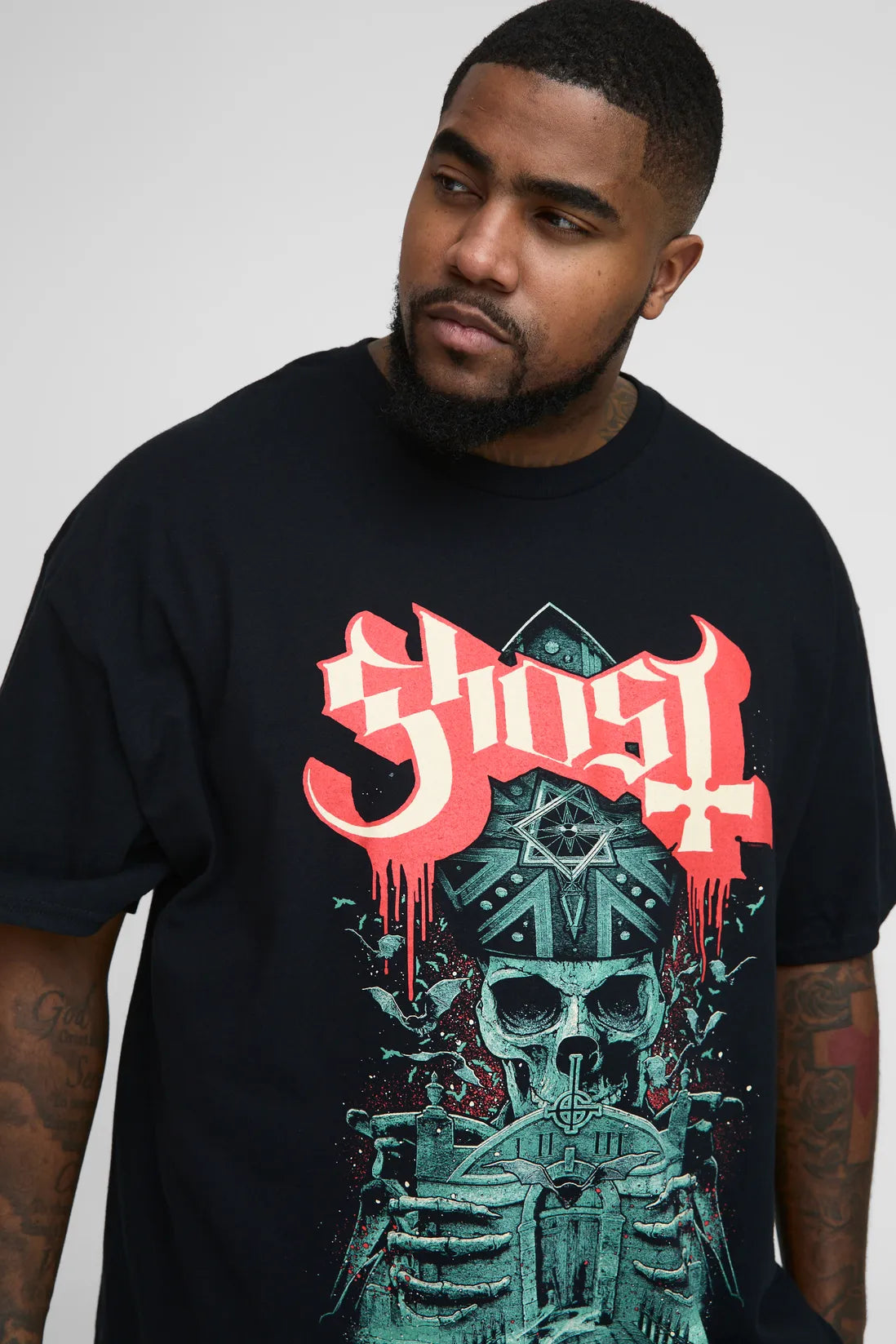 Plus Regular Fit Ghost License Print T-Shirt