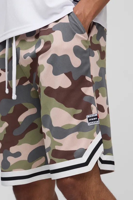 MAN Tab Camo Basketball Mesh shorts