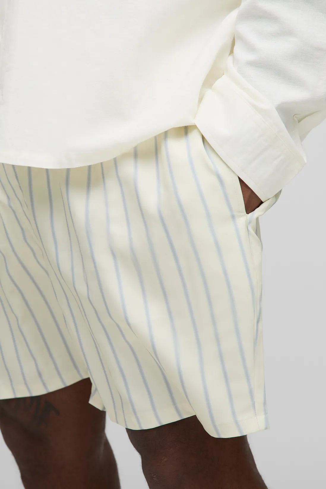 Plus Mid Length Stripe Swim Shorts