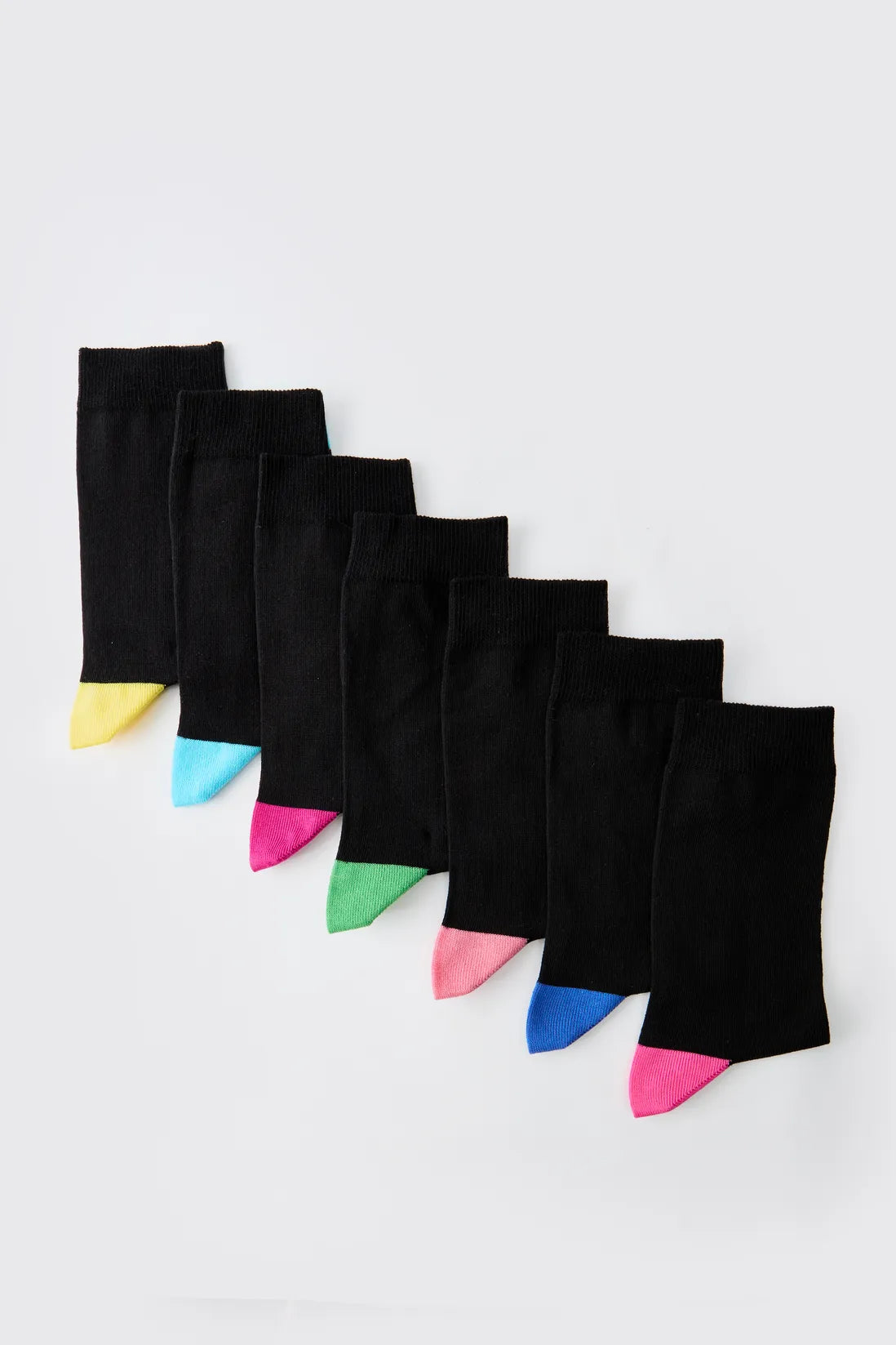 7 Pack Contrast Colour Heal & Toe Sport Socks