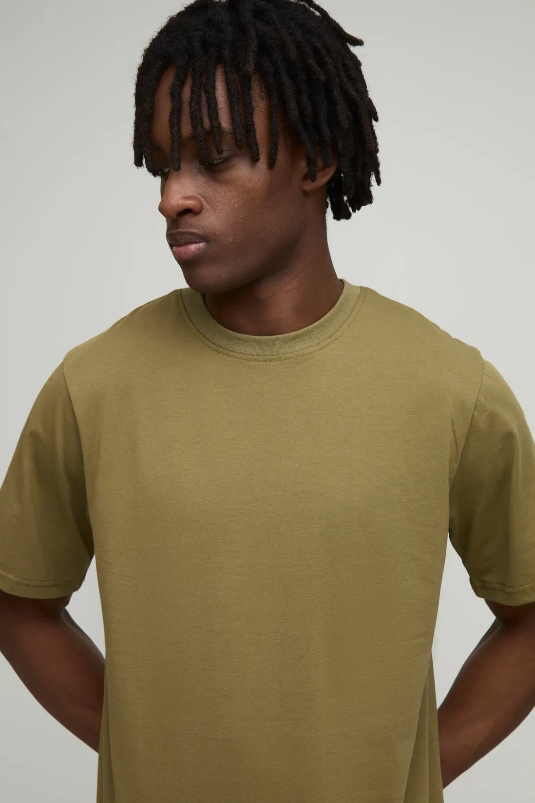 Regular Fit Basic Crew Neck Long Line T-Shirt