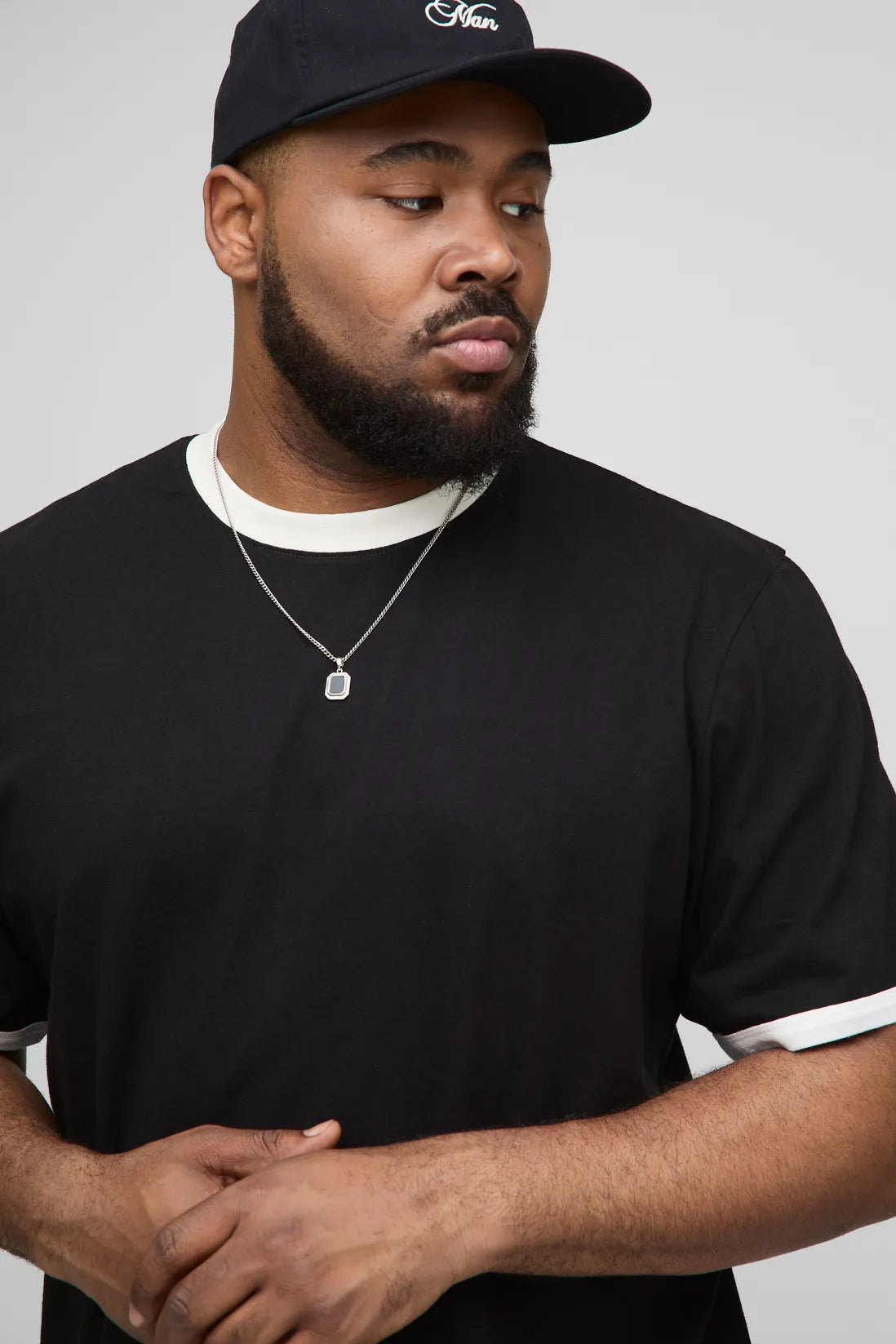 Plus Ringer Crew Neck Regular Fit T-Shirt