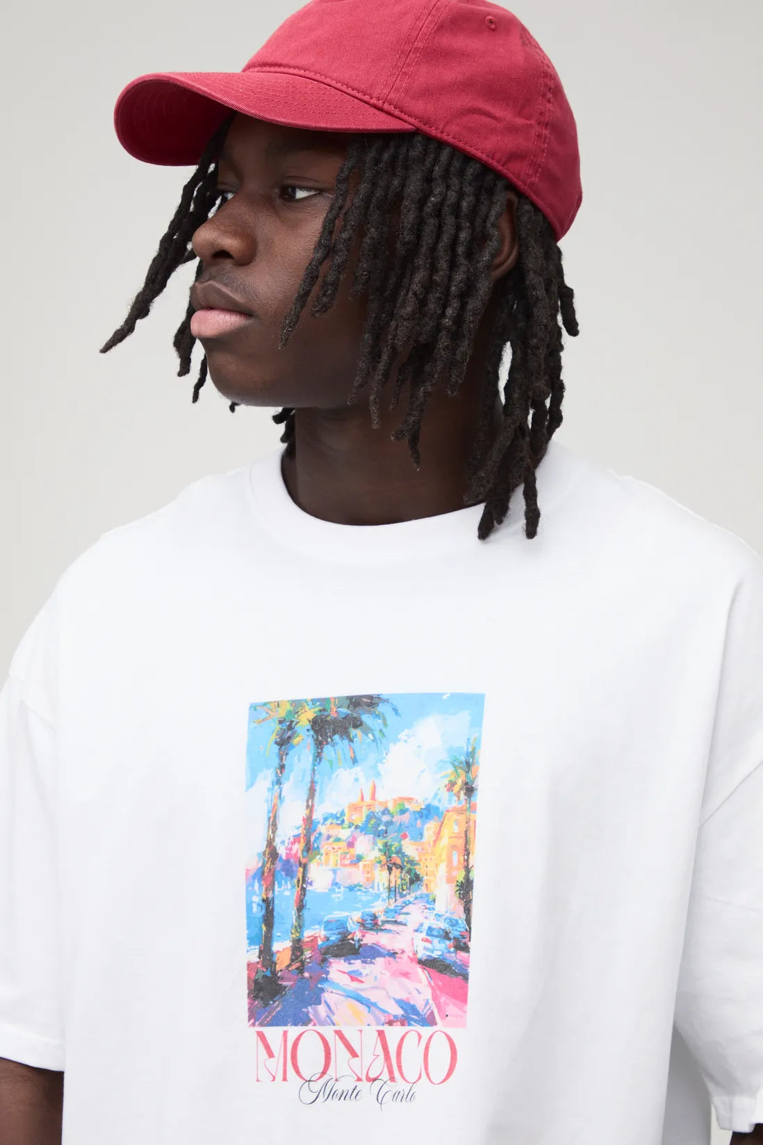 Regular Fit Oversized Monaco Landscape Graphic T-Shirt