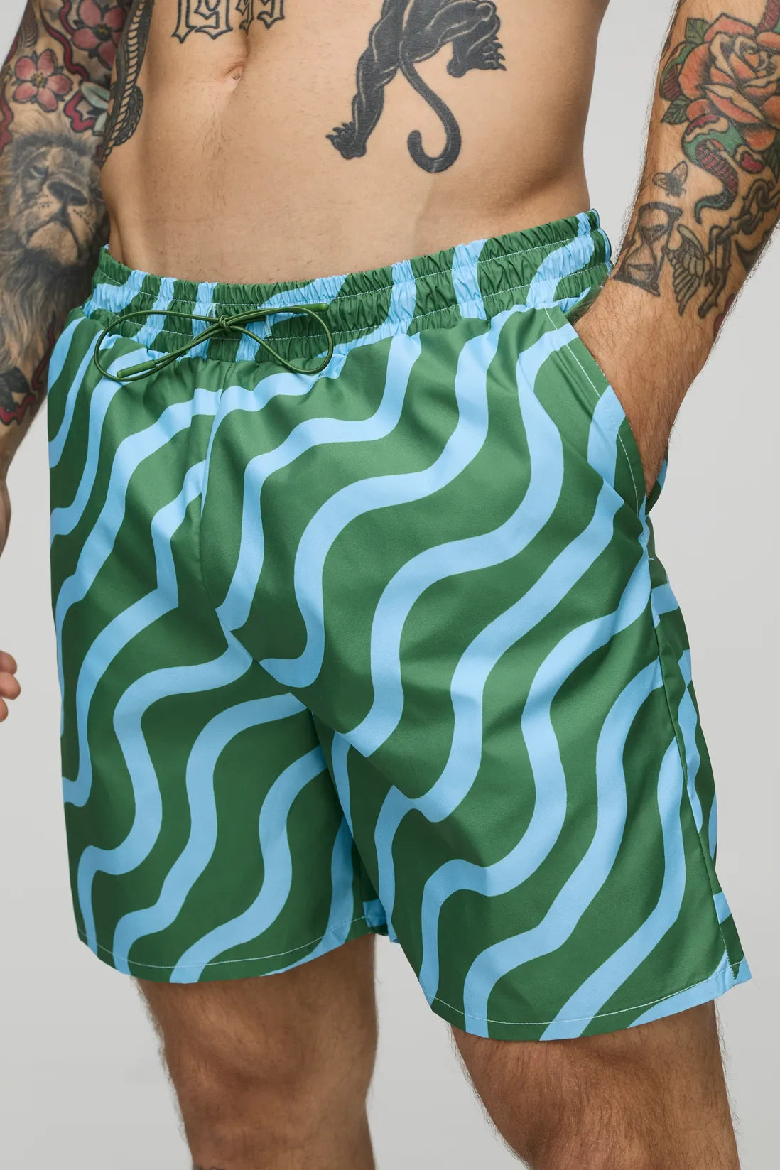 Abstract Print Mid Length Swim