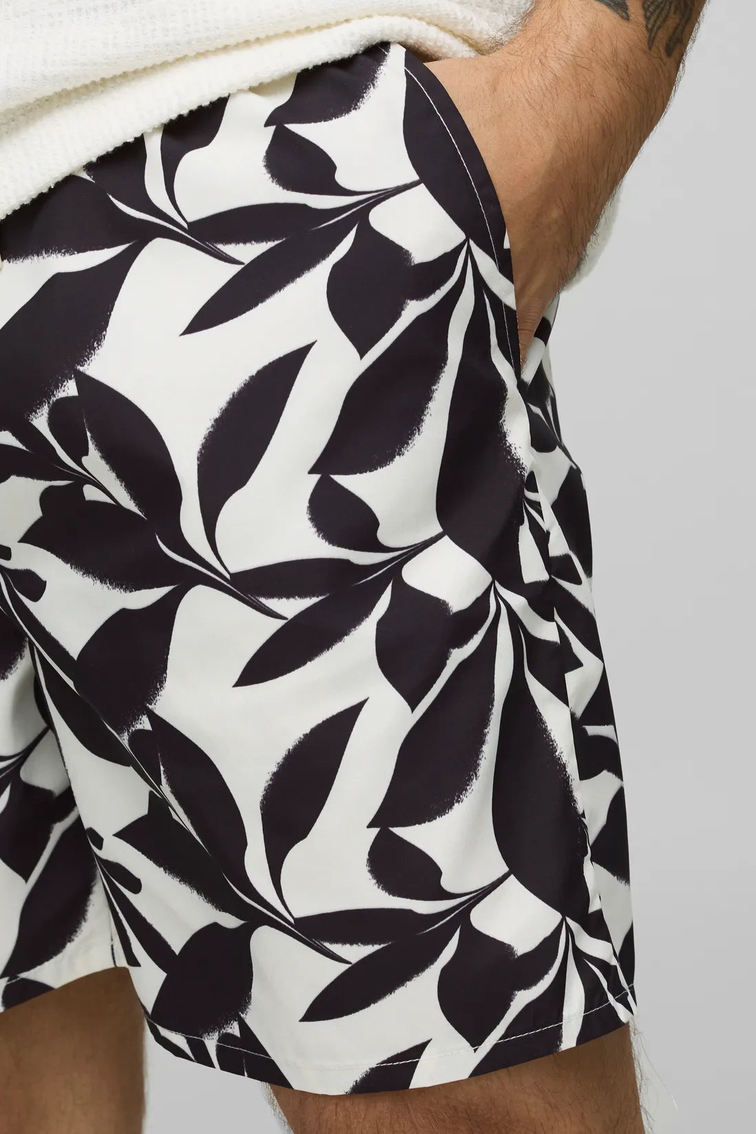 Leaf Print Mid Length Swim