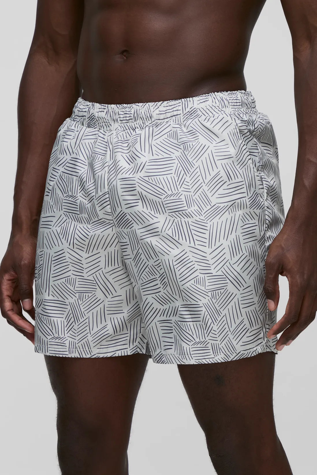 Abstract Printed Mid Length Swim Short