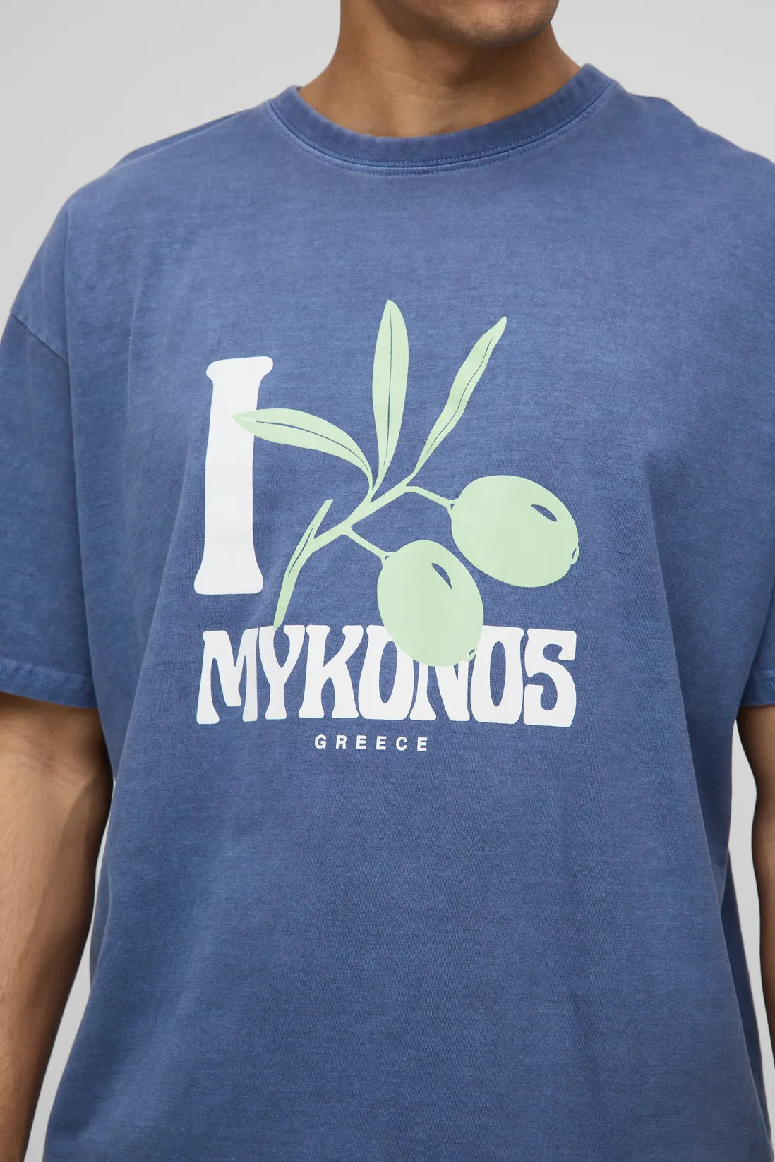Oversized Mykonos Washed Printed T-Shirt