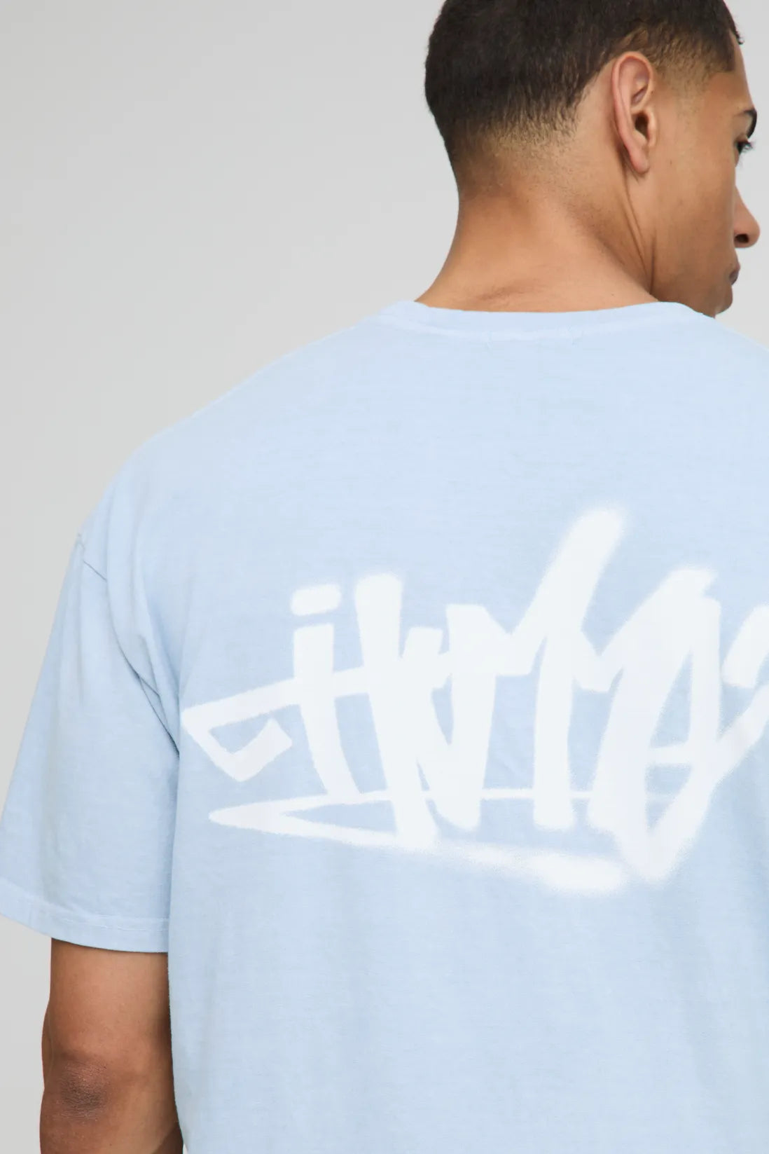 Oversized Homme Graffiti Print Washed T-Shirt