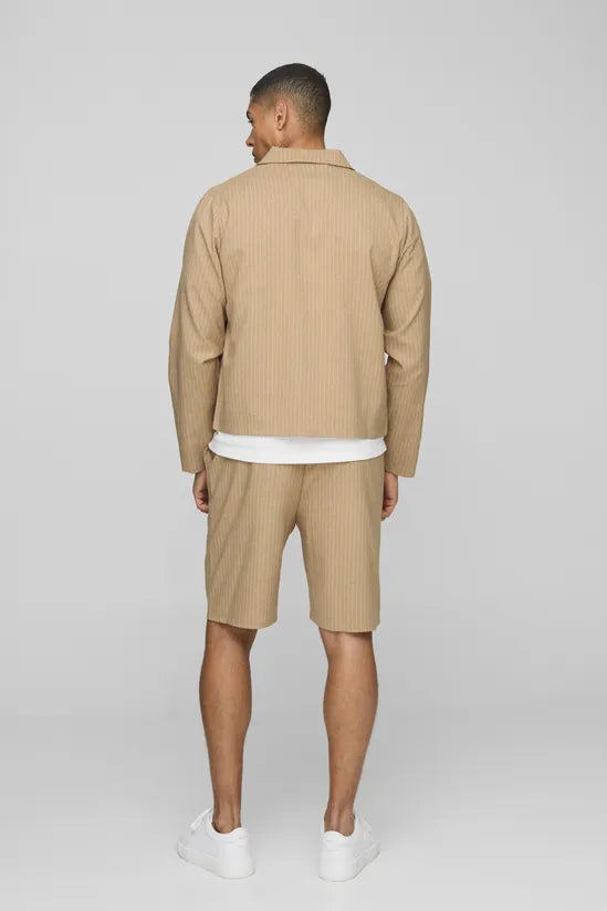 Regular Fit Stripe Harrington Jacket
