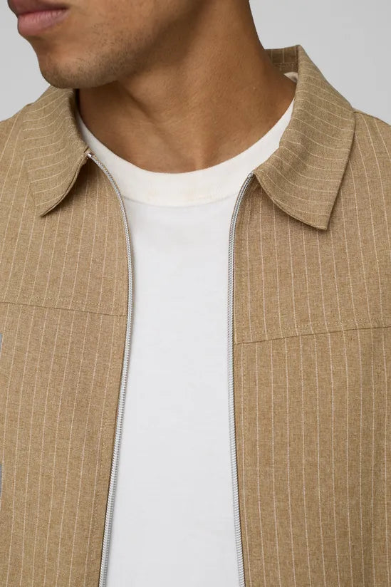 Regular Fit Stripe Harrington Jacket