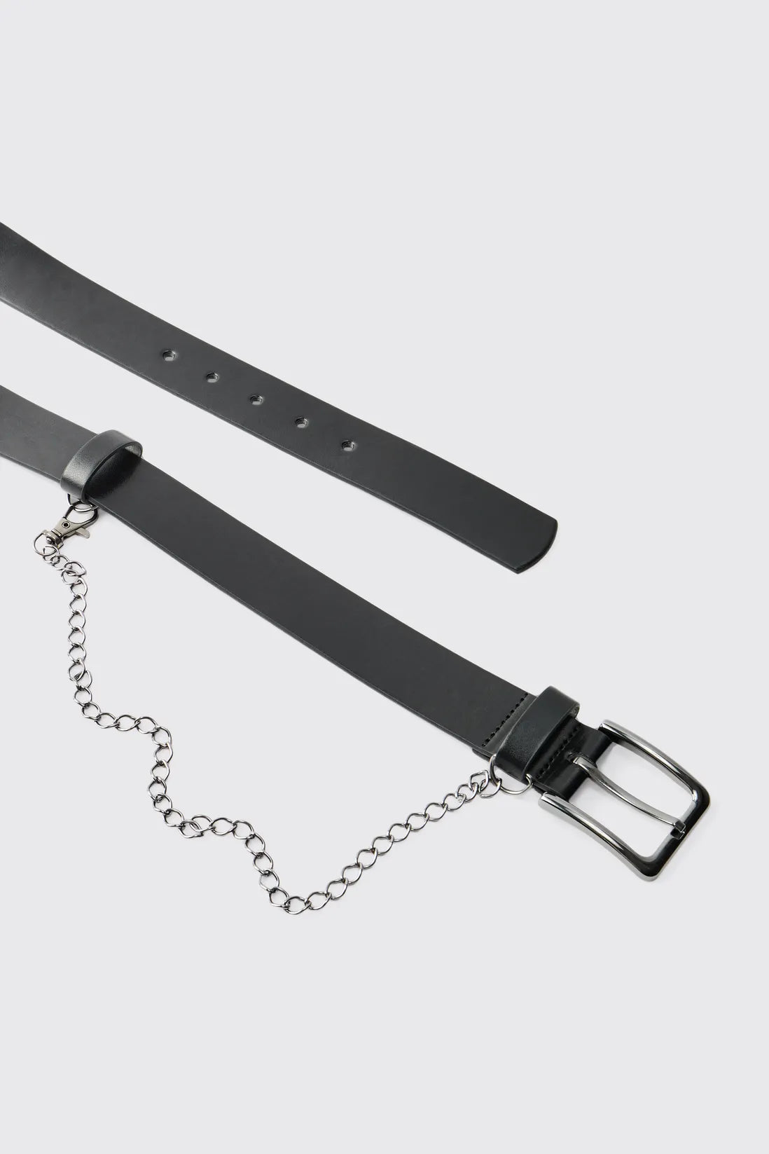 Faux Leather Belt With Chain