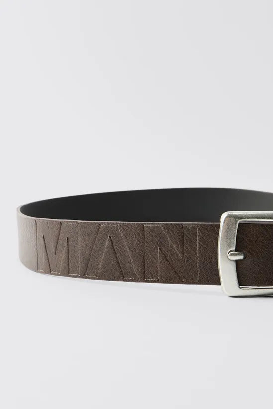 MAN Debossed Faux Leather Belt
