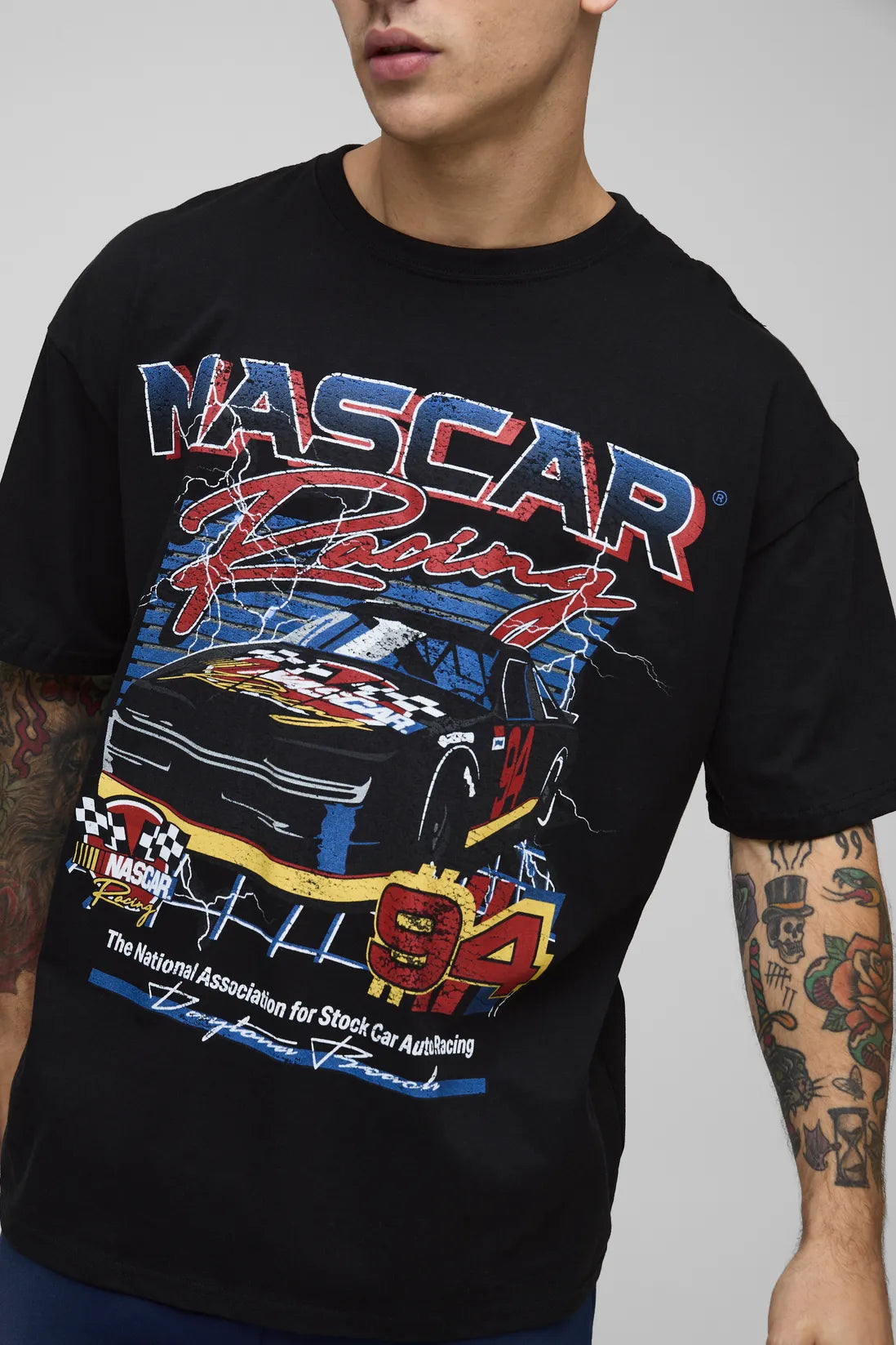 Oversized NASCAR Racing License Printed T-Shirt