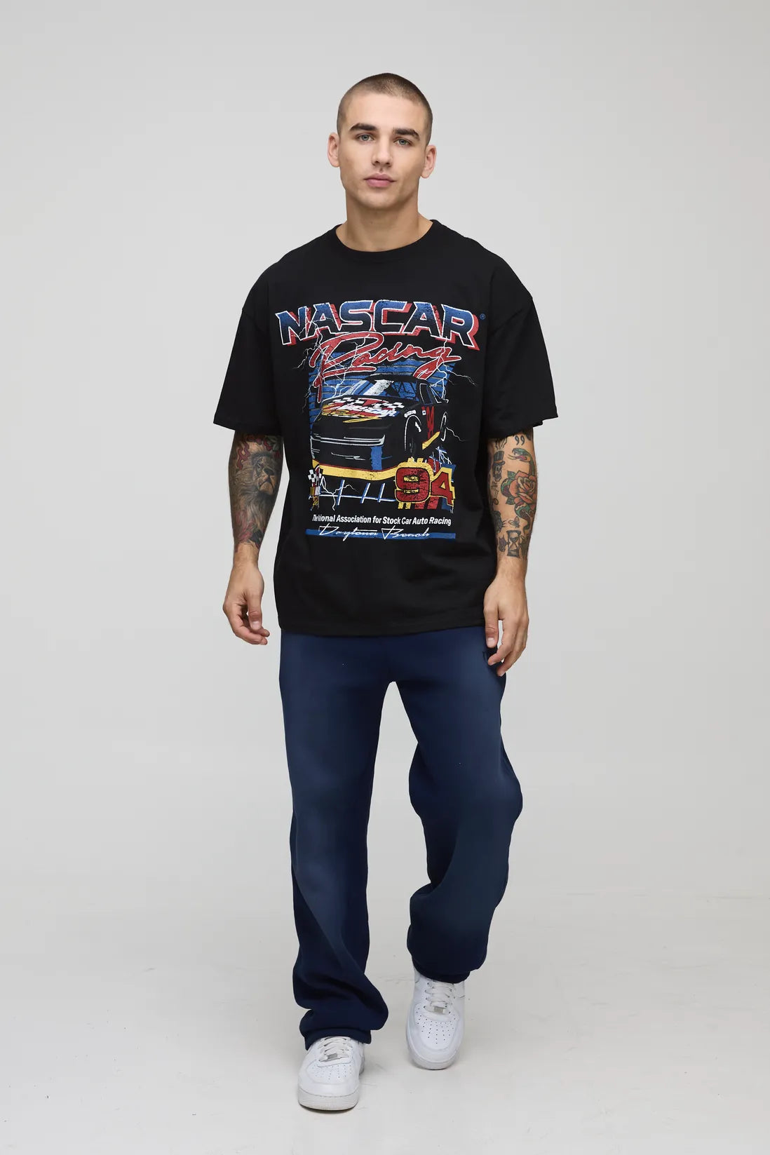 Oversized NASCAR Racing License Printed T-Shirt