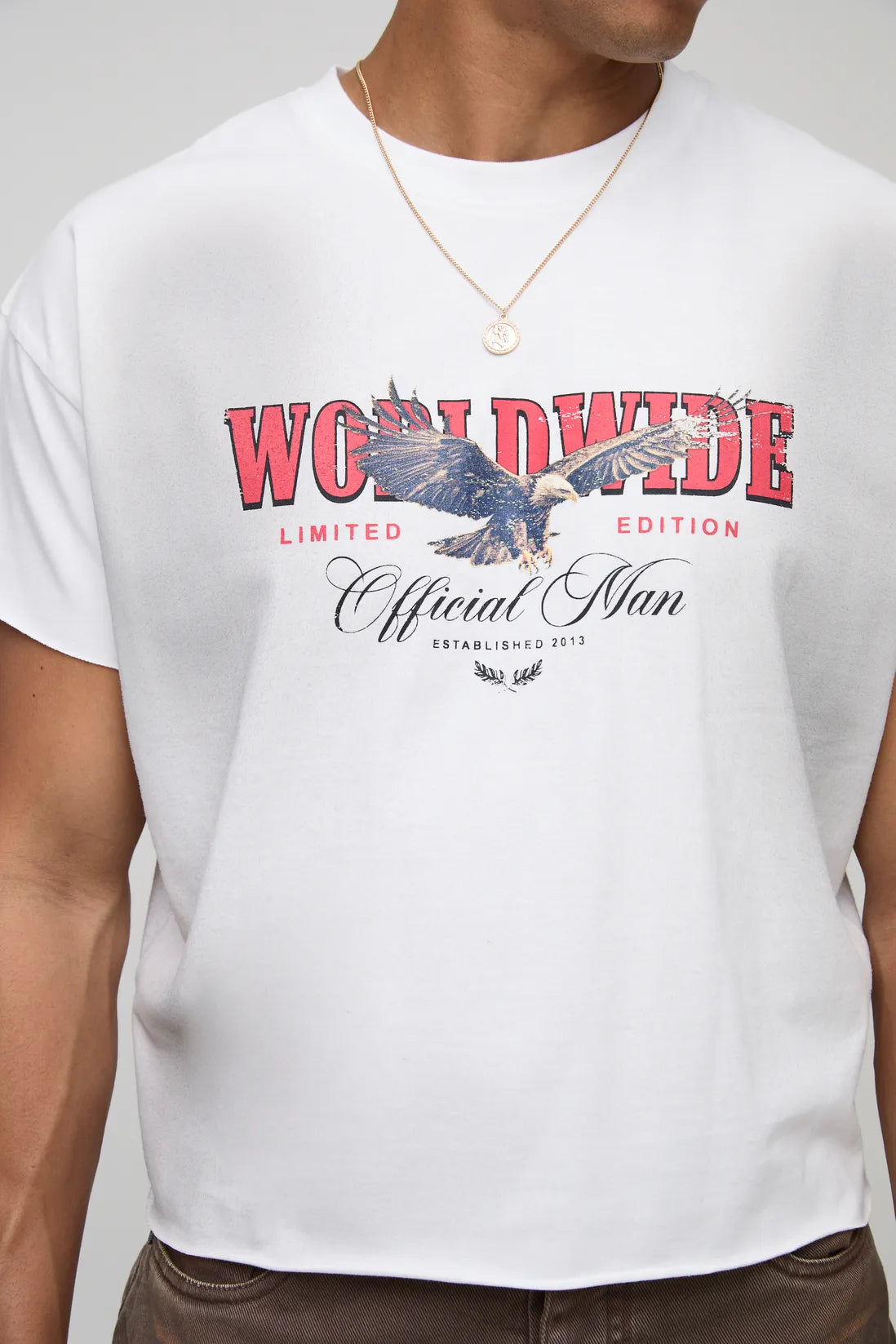 Oversized Shrunken Washed Eagle Graphic T-Shirt