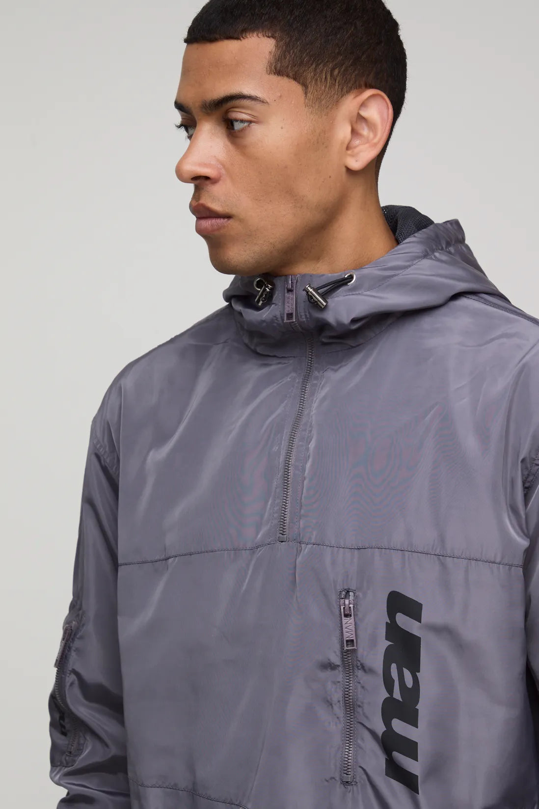 MAN Oversized Nylon Jacket With Hood