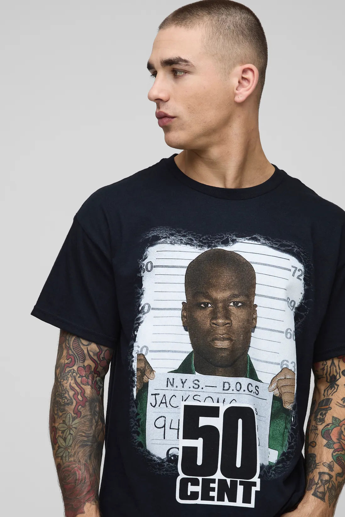 Regular Fit 50 Cent License Printed T-Shirt