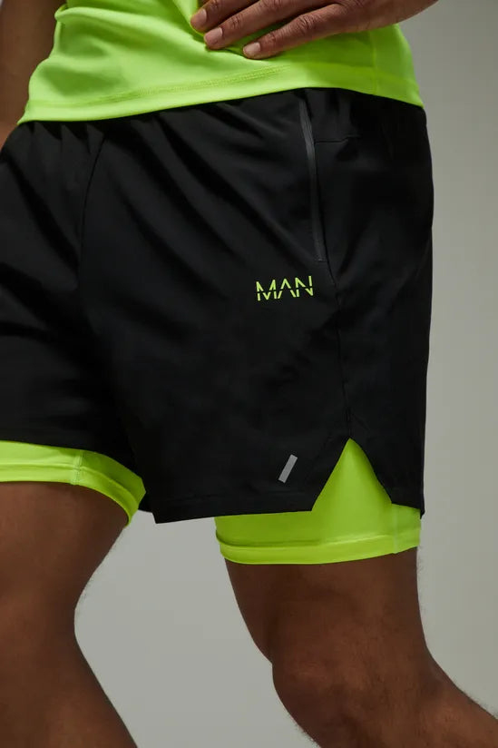 Man Active Stretch Woven 2in1 Shorts
