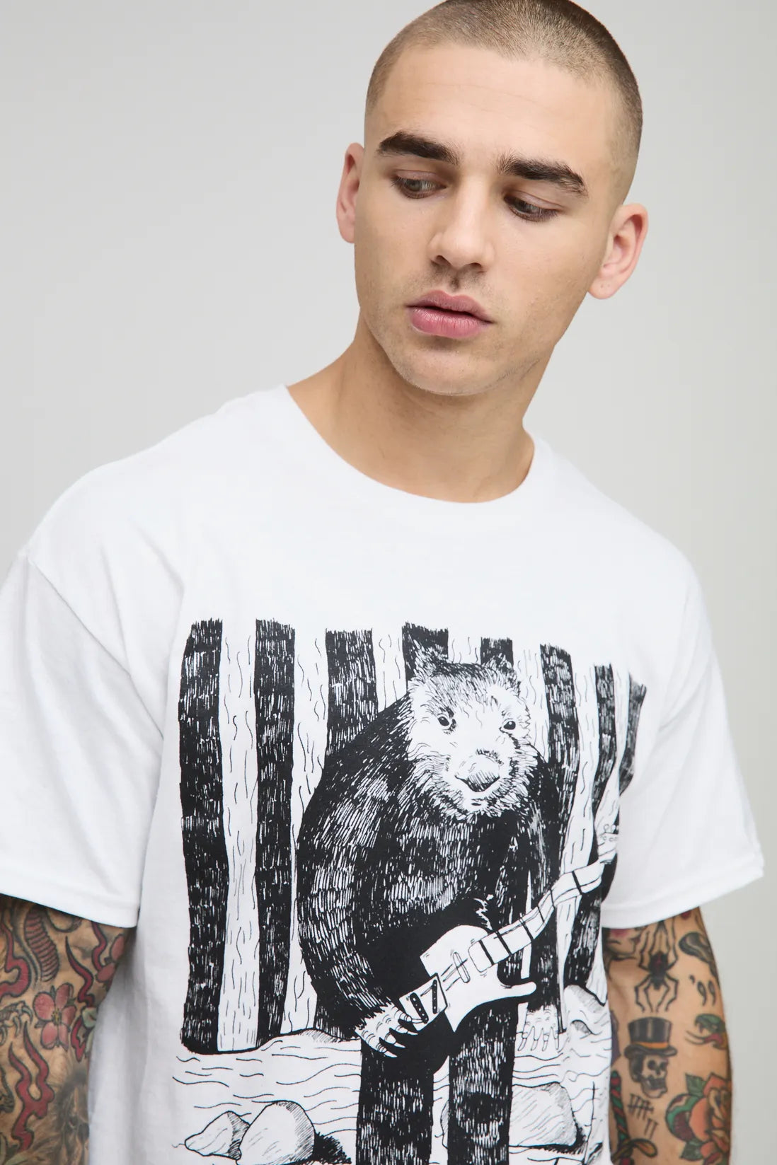 White Oversized The Wombats License Printed T-Shirt