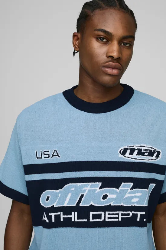 Regular Fit Moto Jacquard Knitted T-Shirt