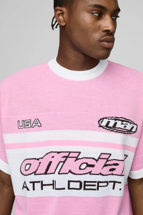 Regular Fit Moto Jacquard Knitted T-Shirt