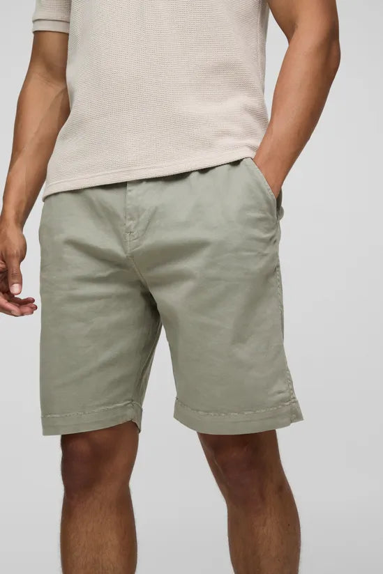Half Fixed Waistband Relaxed Long Length Shorts