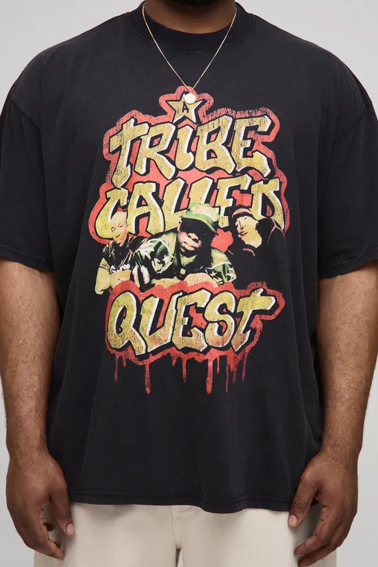 Plus Oversized A Tribe Called Quest License Acid Wash Print T-Shirt