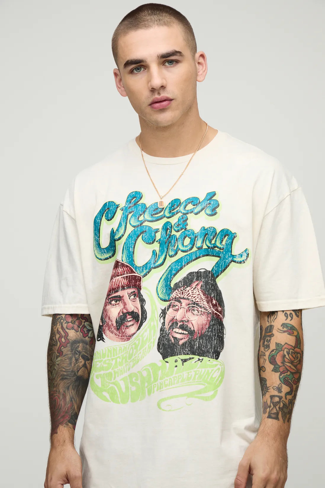 Ecru Oversized Cheech & Chong License T-Shirt