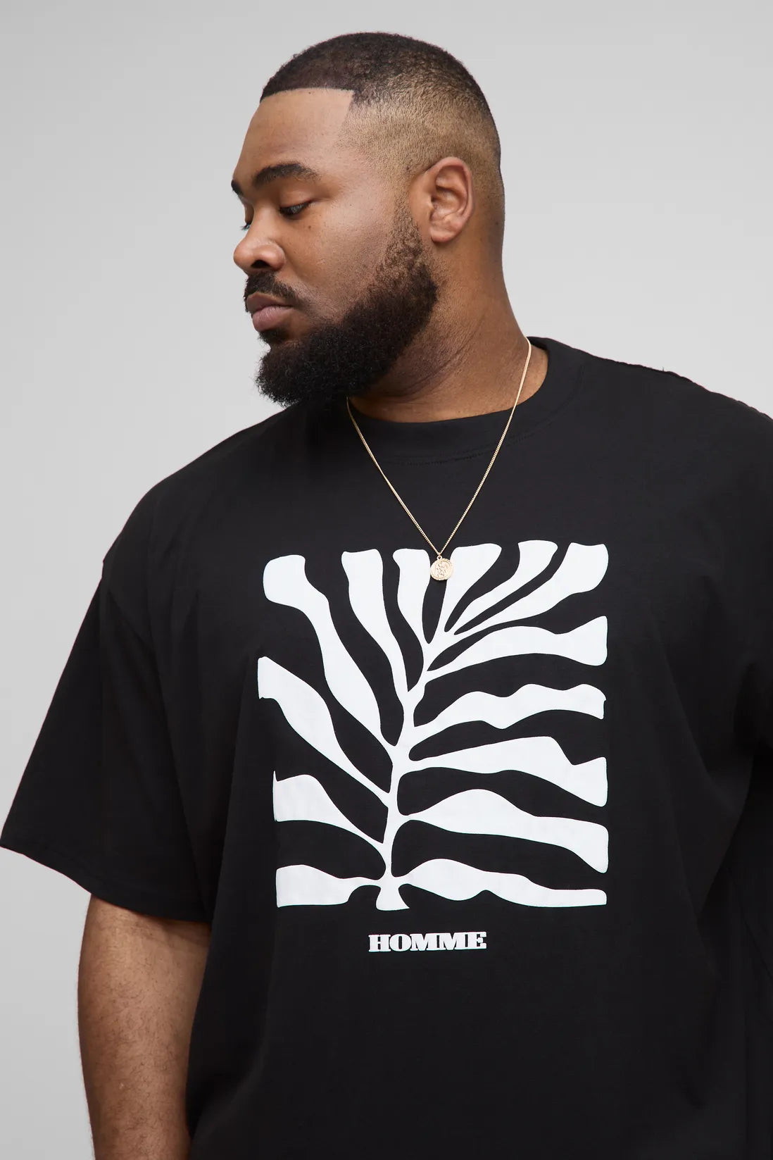 Plus Oversized Leaf Puff Print T-Shirt