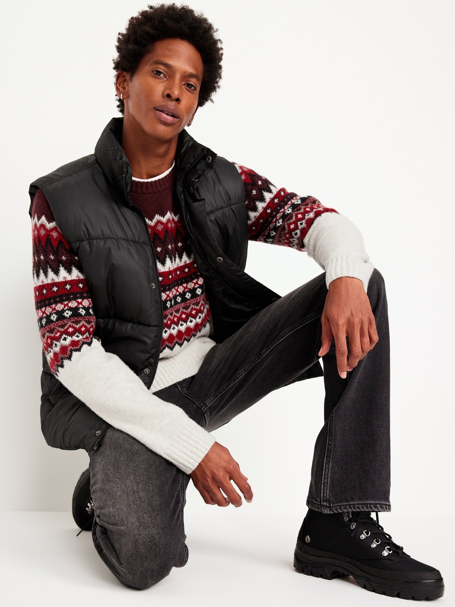 SoSoft Fair Isle Sweater red wine