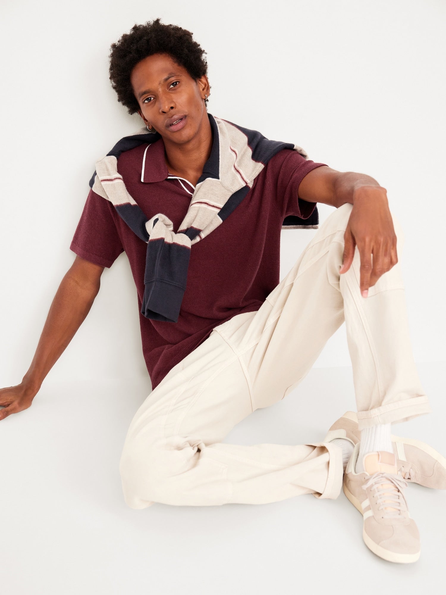 Tipped Collar Polo Sweater