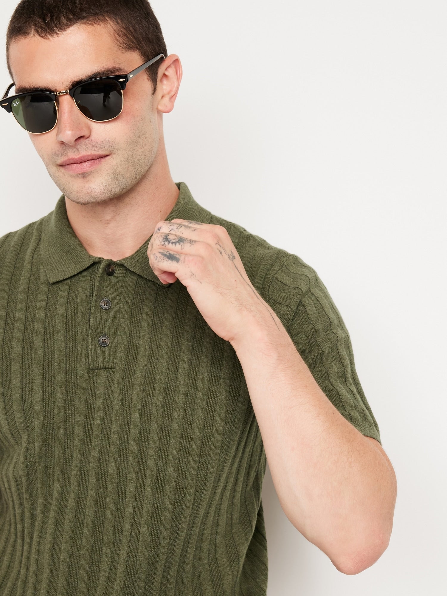 Ribbed Polo Sweater