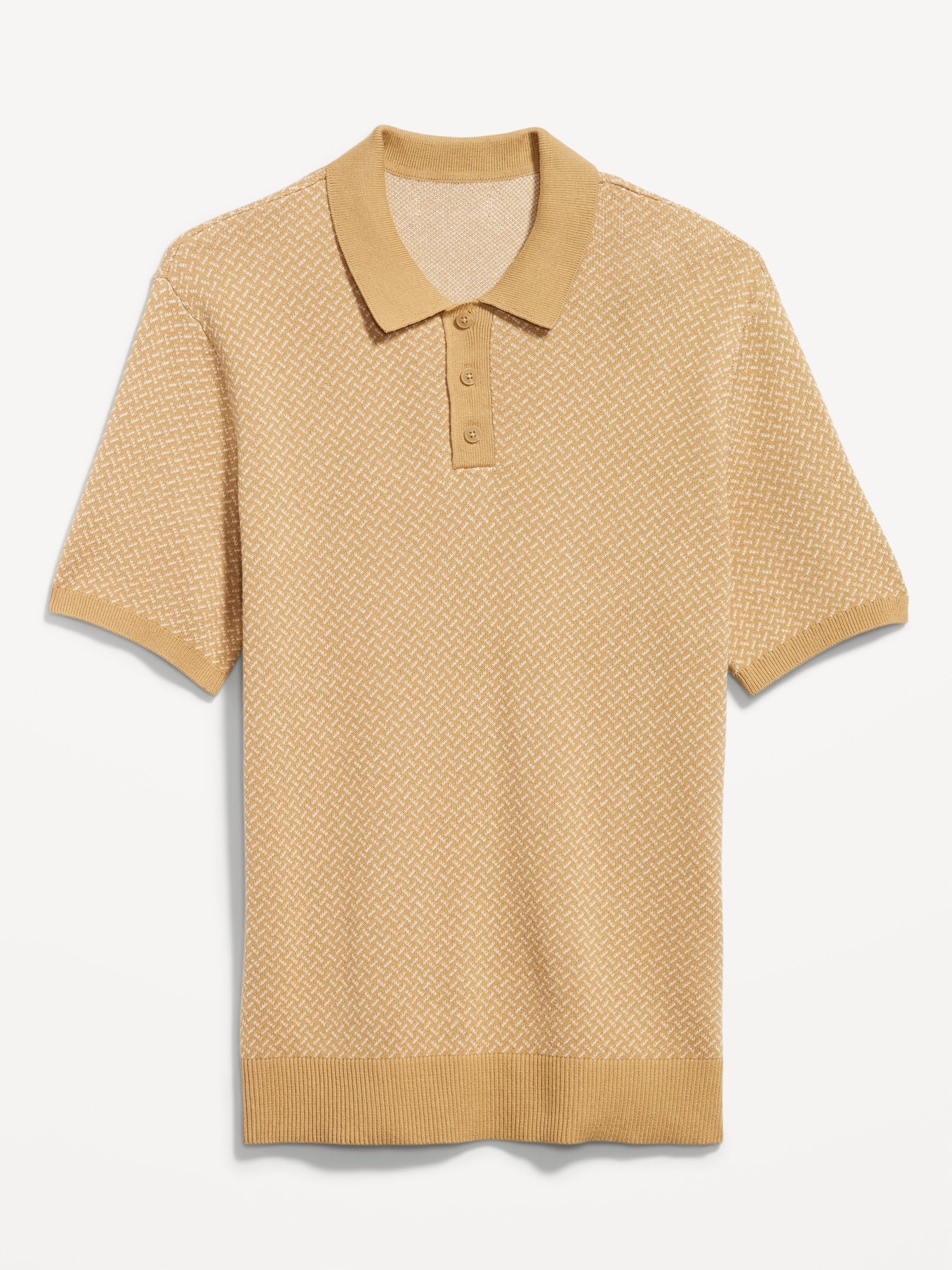 Short-Sleeve Herringbone Polo Sweaters
