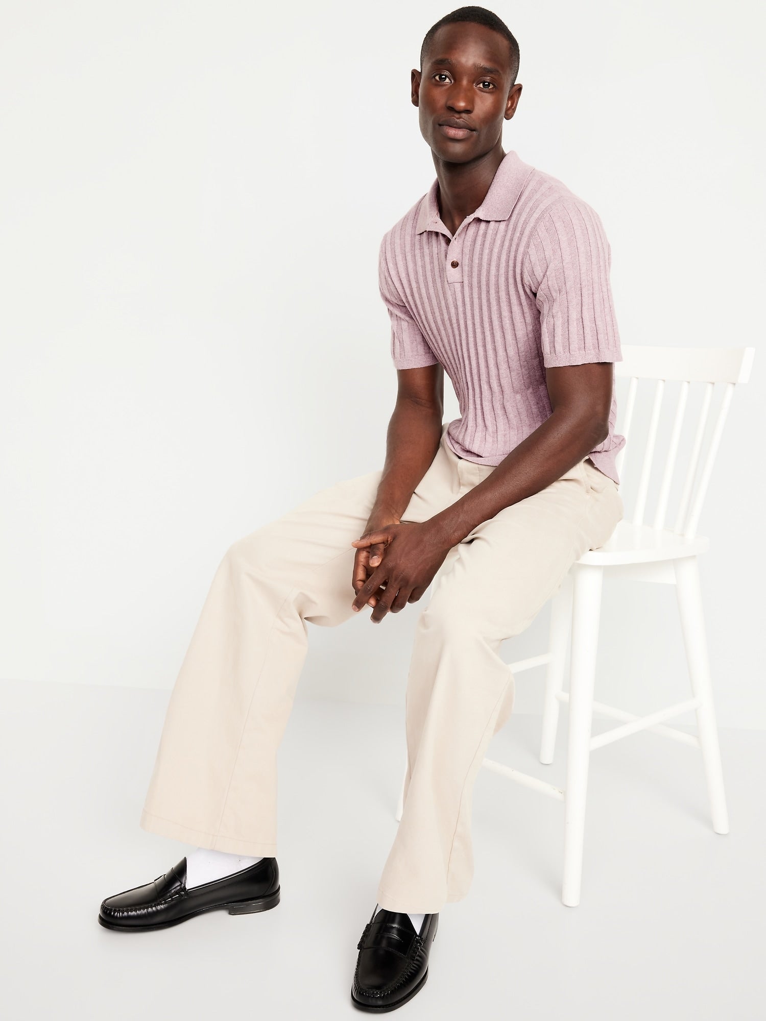 Ribbed Polo Sweater