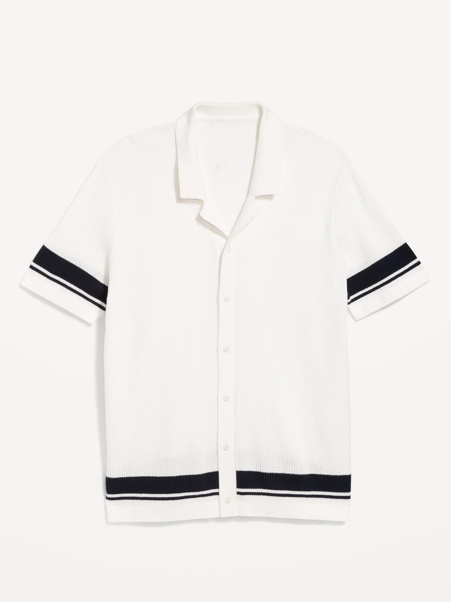 Short-Sleeve Button-Front Sweater Shirt