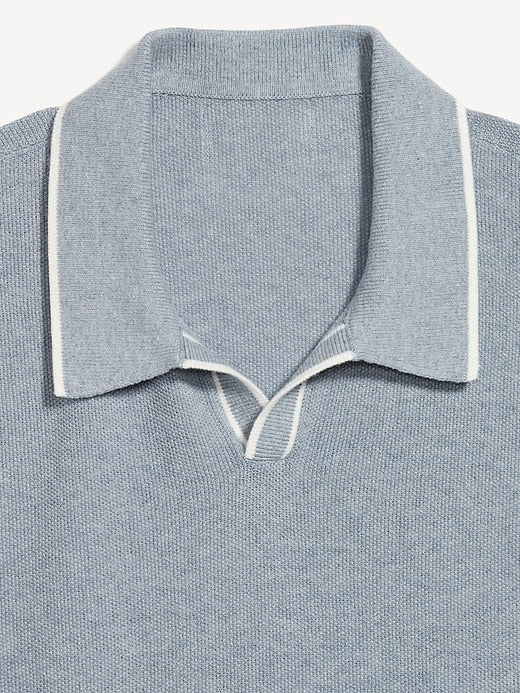 Tipped Collar Polo Sweater