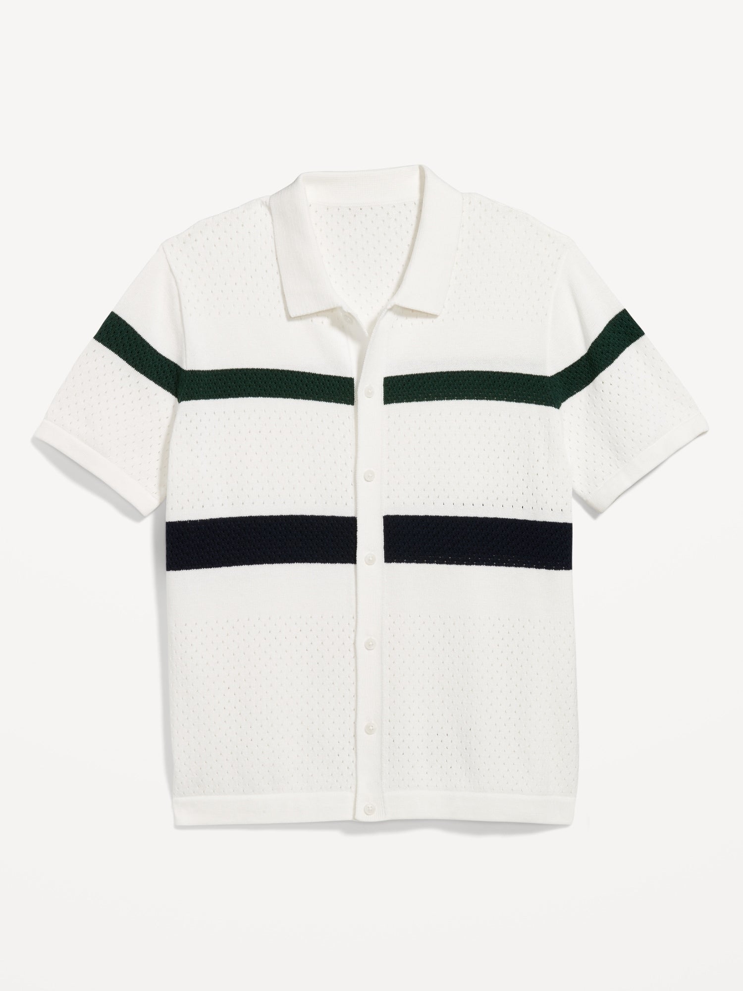 Short-Sleeve Button-Front Sweater Shirt