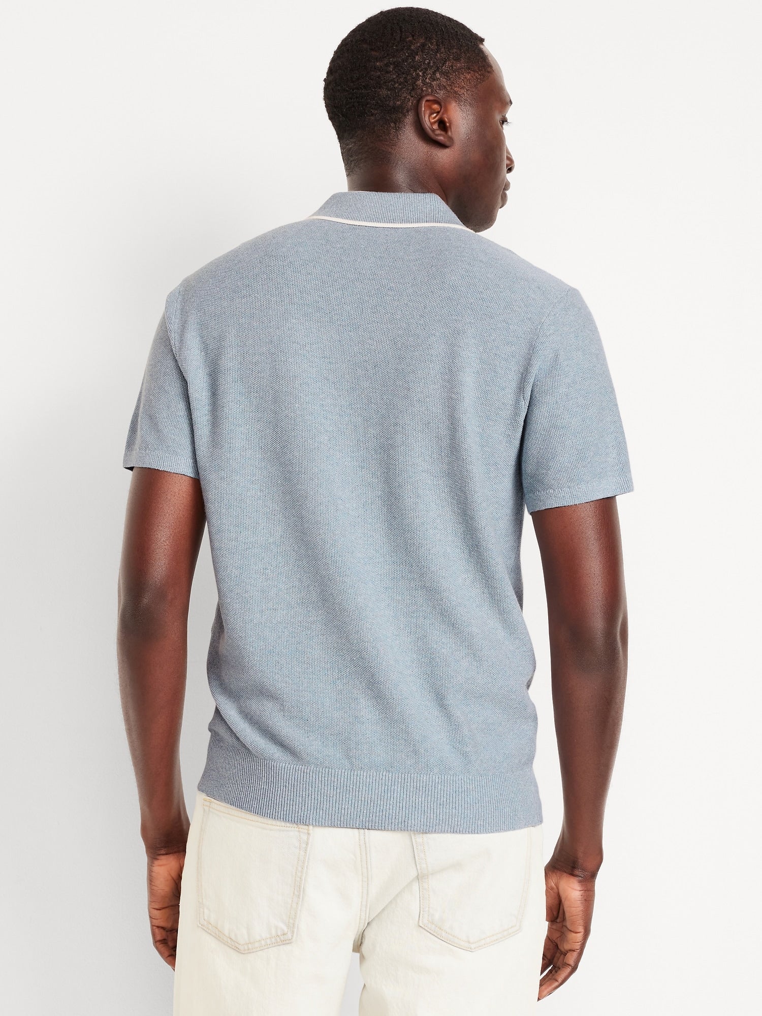 Tipped Collar Polo Sweater