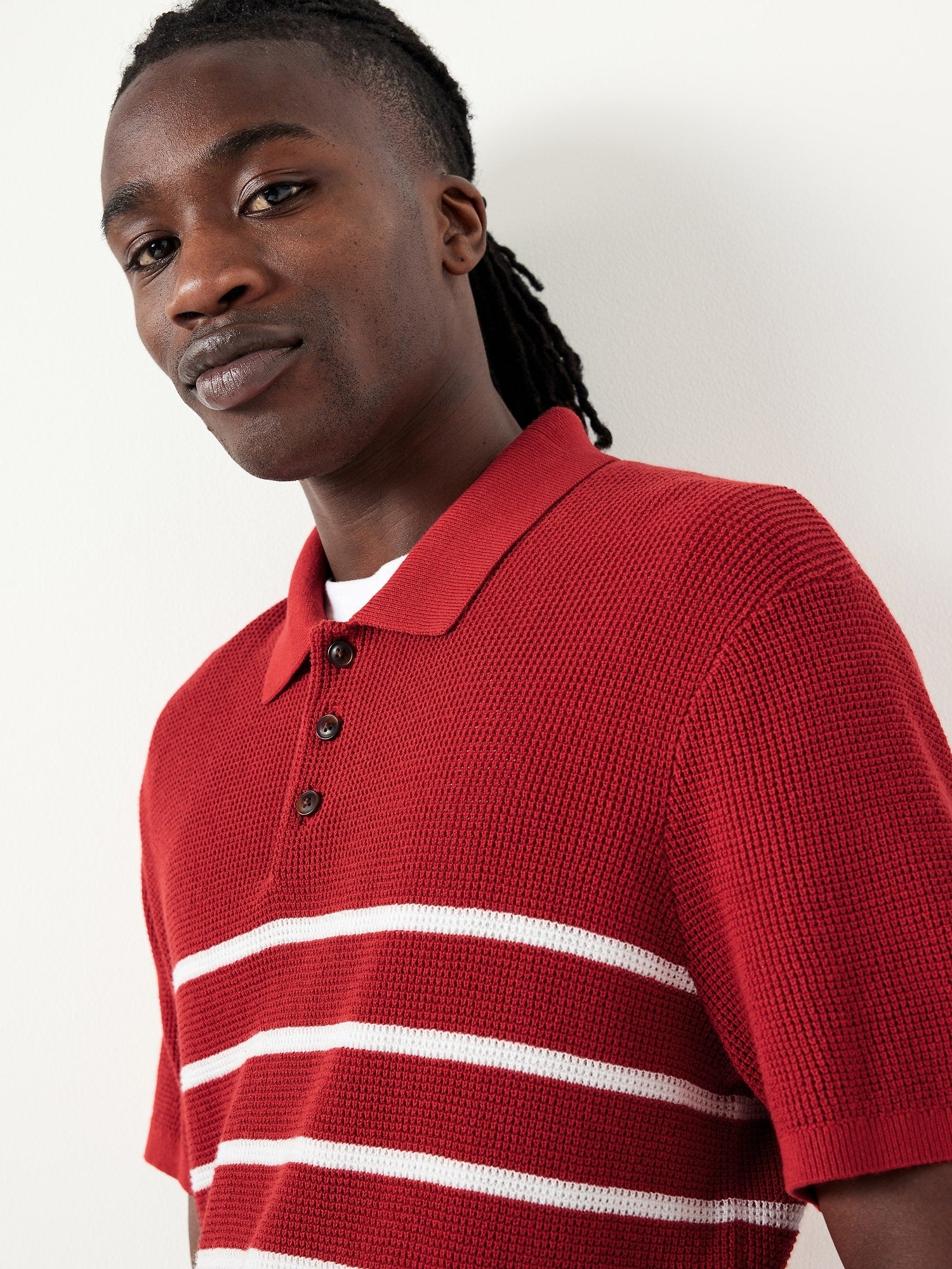 Short-Sleeve Sweater-Knit Polo red