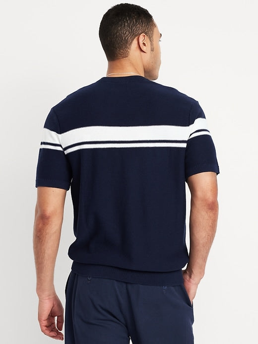 Short-Sleeve Striped Sweater