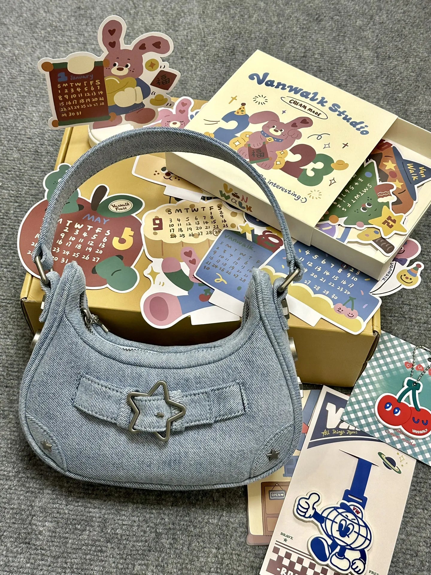 Women Fashion Retro Denim Star Shoulder Bag