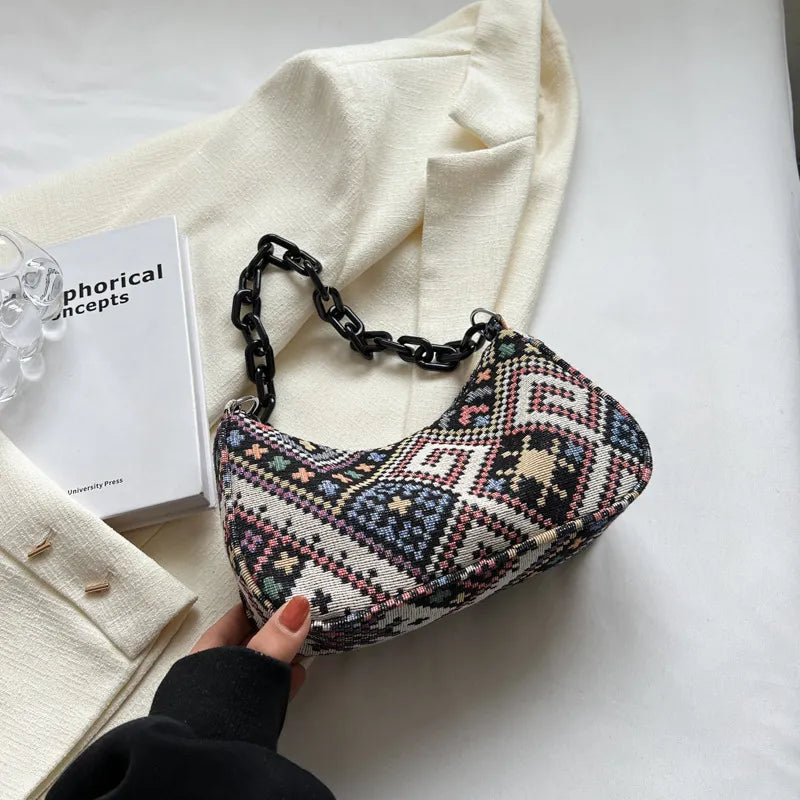 Spring Ethnic Style Canvas Large Capacity Bag