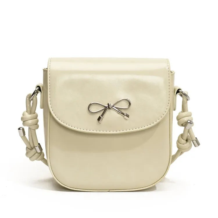 Fashion Solid Color Bow Flip Mini Crossbody Bag