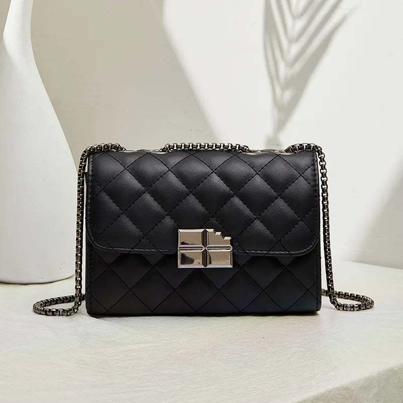 Women Rhombus Pattern Chain Shoulder Bag